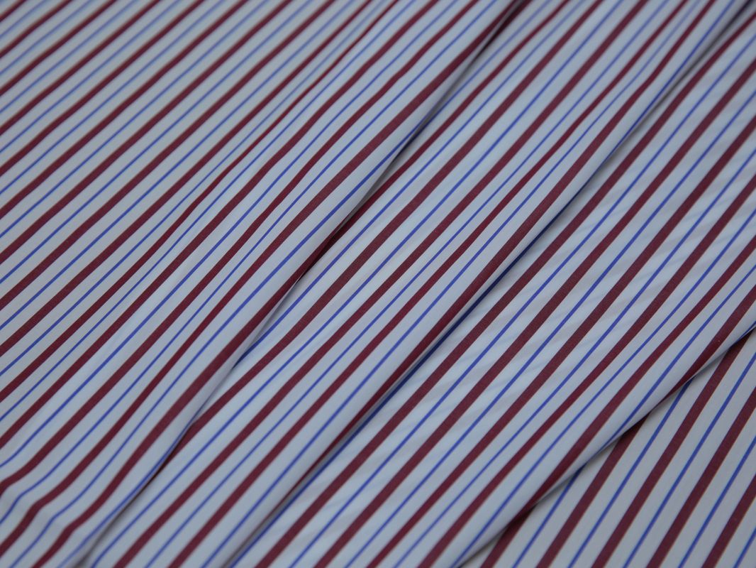 Рубашечная ткань вискозная белая в красную полоску - фото 3