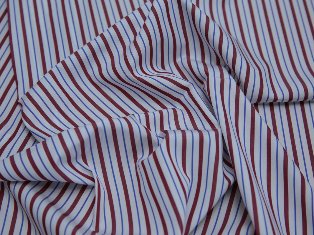 Рубашечная ткань вискозная белая в красную полоску - фото 5