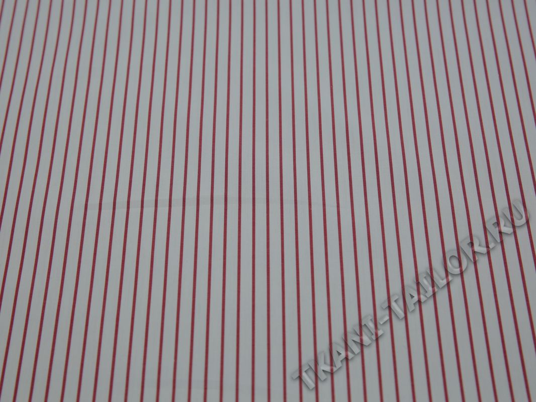 Рубашечная ткань белая в тонкую красную полоску - фото 2