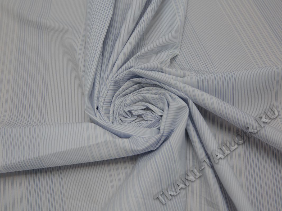 Рубашечная ткань белая в голубую полоску - фото 4
