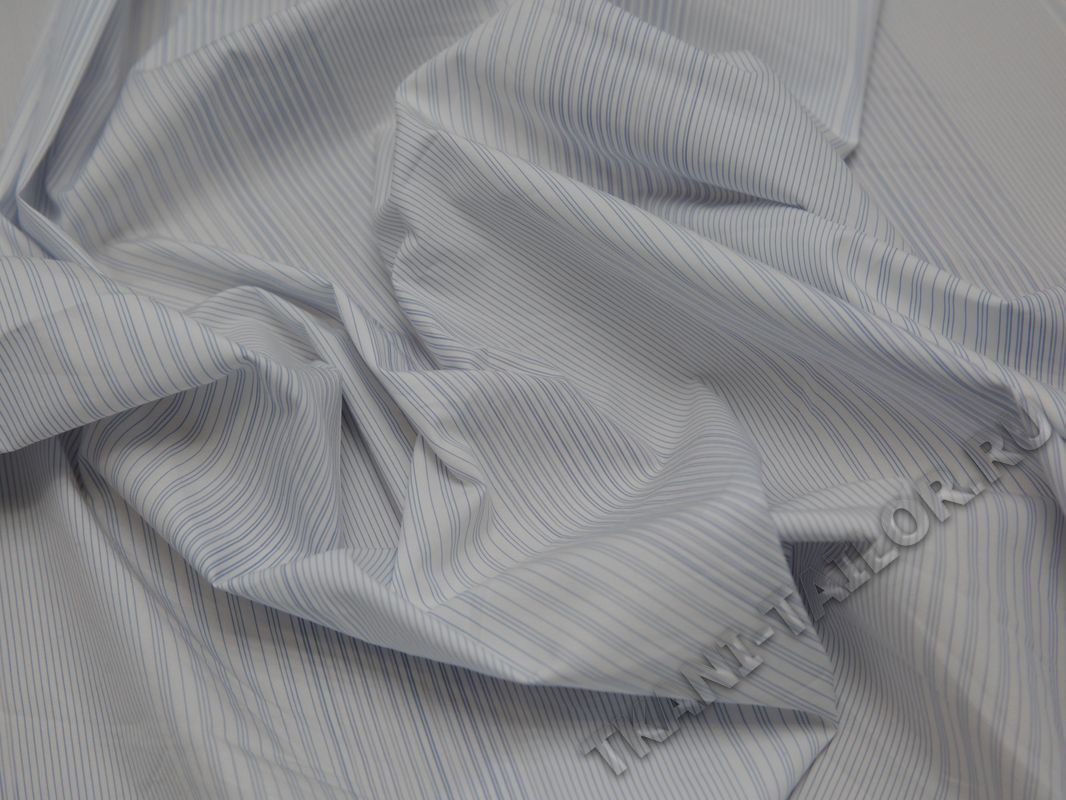 Рубашечная ткань белая в голубую полоску - фото 5