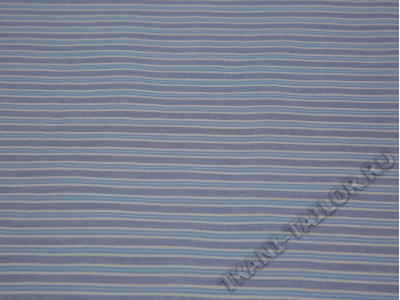 Рубашечная ткань голубая в тонкую белую полоску