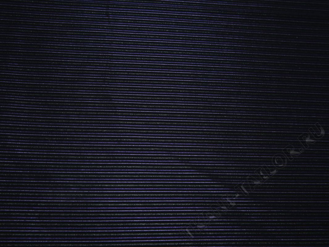 Рубашечная ткань черная в тонкую фиолетовую полоску - фото 1