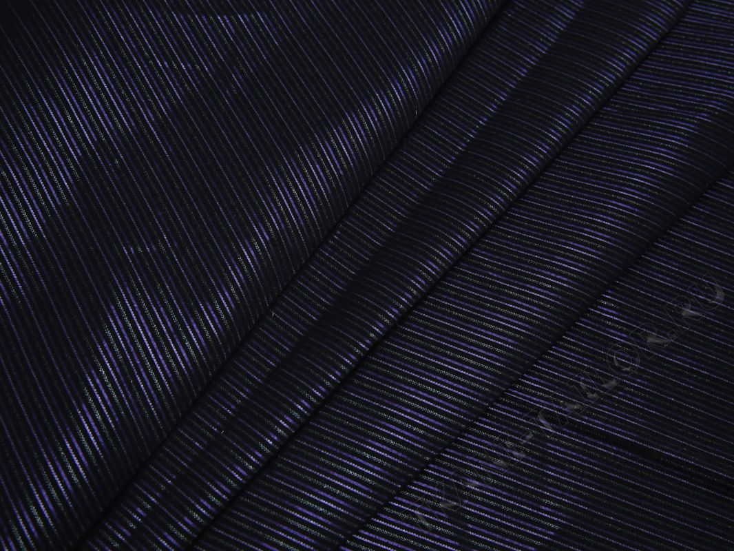 Рубашечная ткань черная в тонкую фиолетовую полоску - фото 3