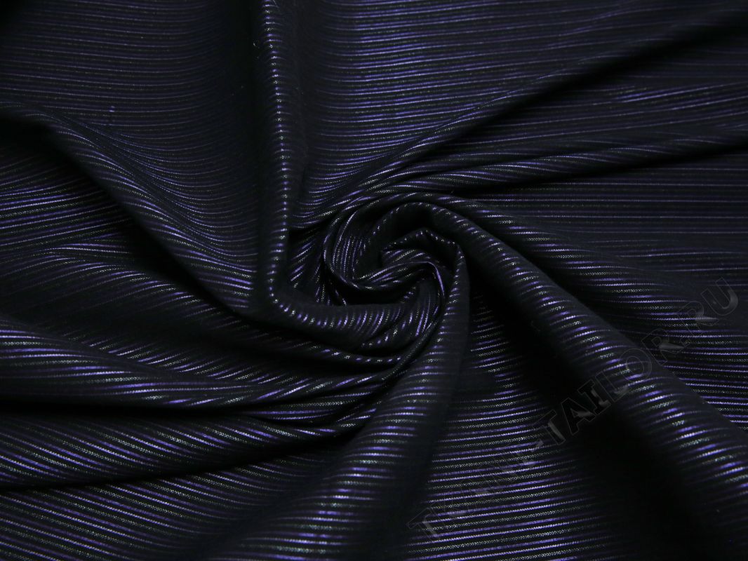 Рубашечная ткань черная в тонкую фиолетовую полоску - фото 4