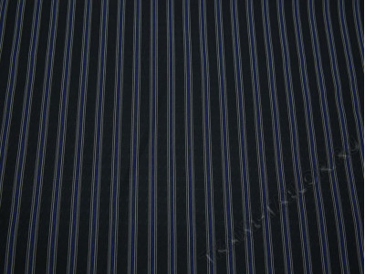 Рубашечная ткань черная в сине-белую полоску