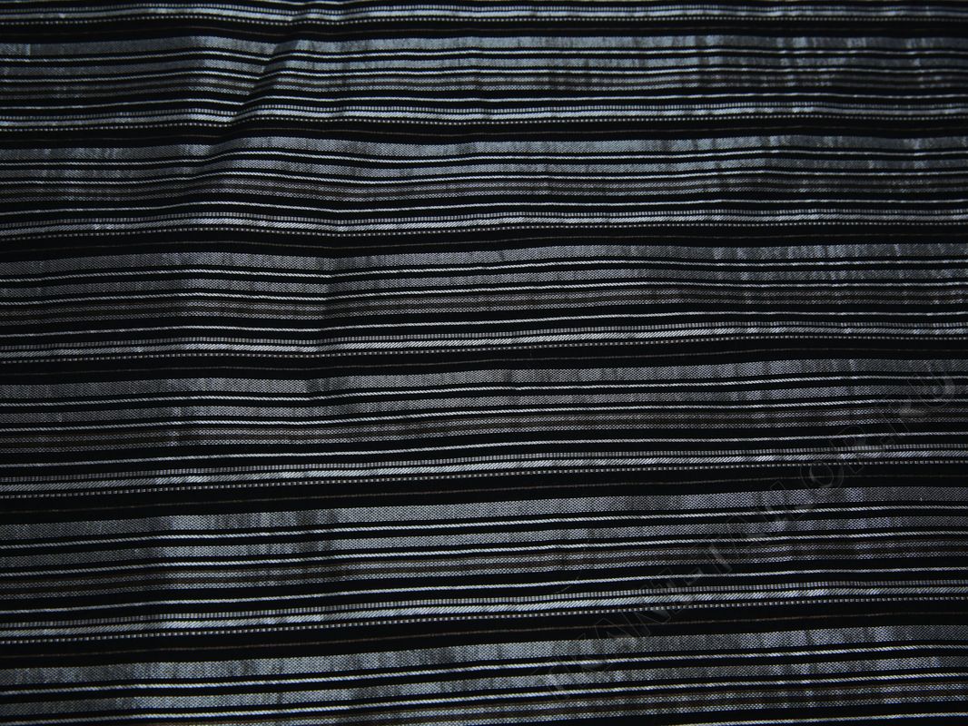 Рубашечная ткань черная с серебряную полоску - фото 2