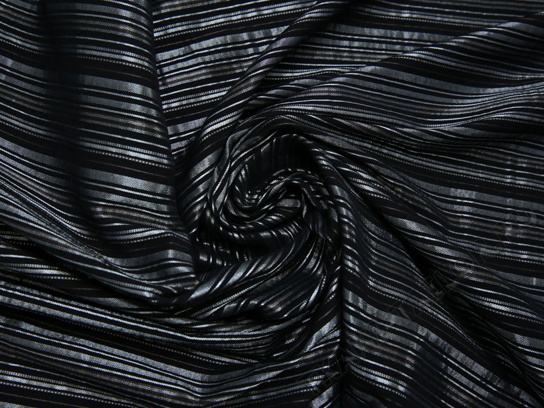 Рубашечная ткань черная с серебряную полоску - фото 4