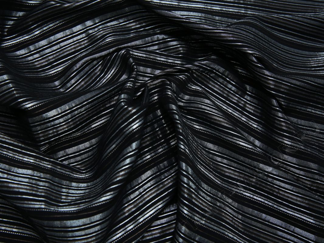 Рубашечная ткань черная с серебряную полоску - фото 5
