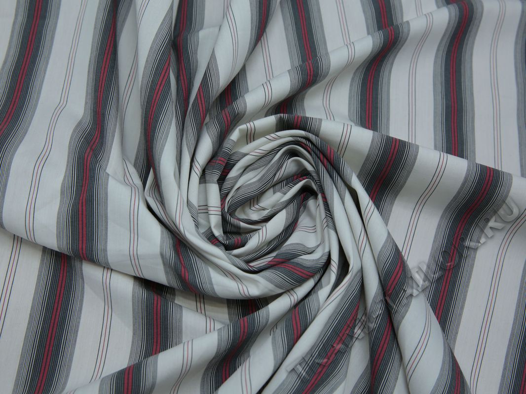 Рубашечная ткань белая в серую полоску - фото 4