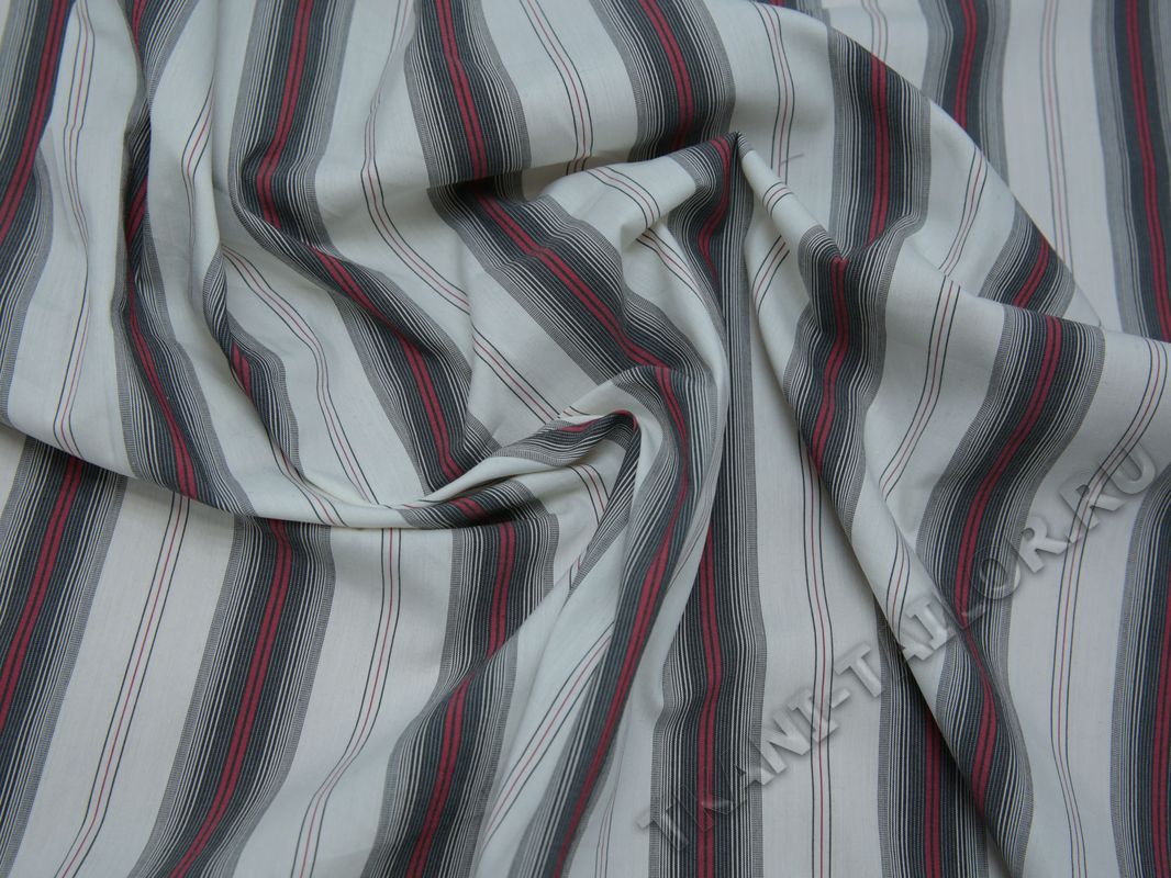 Рубашечная ткань белая в серую полоску - фото 5