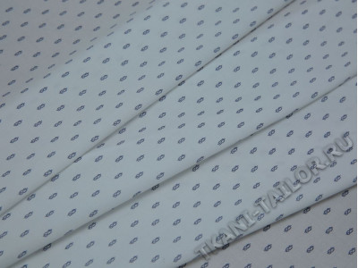 Рубашечная ткань белая с серыми знаками  - фото