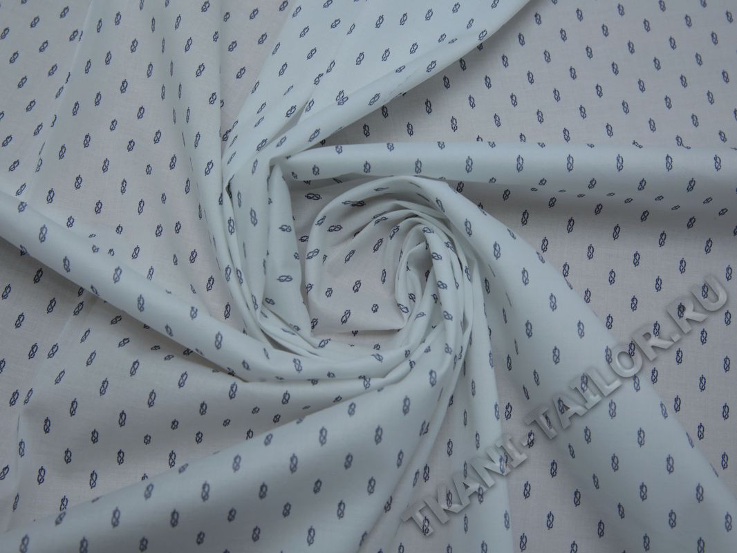 Рубашечная ткань белая с серыми знаками - фото 4