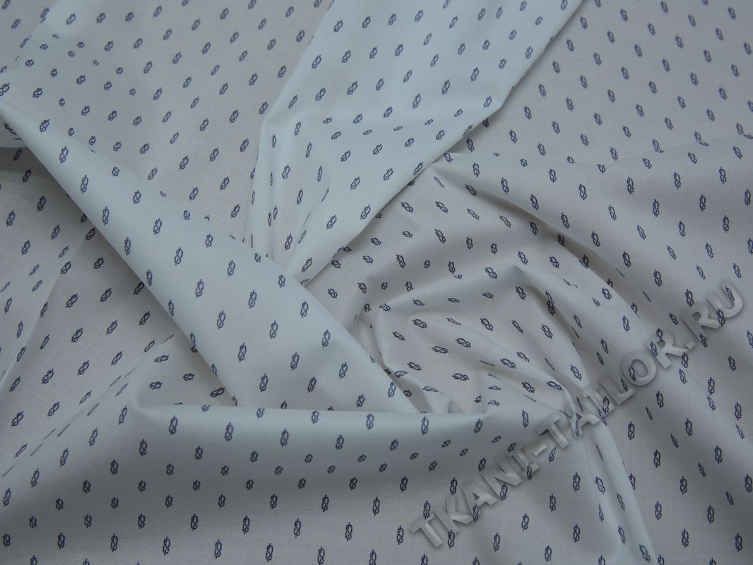 Рубашечная ткань белая с серыми знаками - фото 5