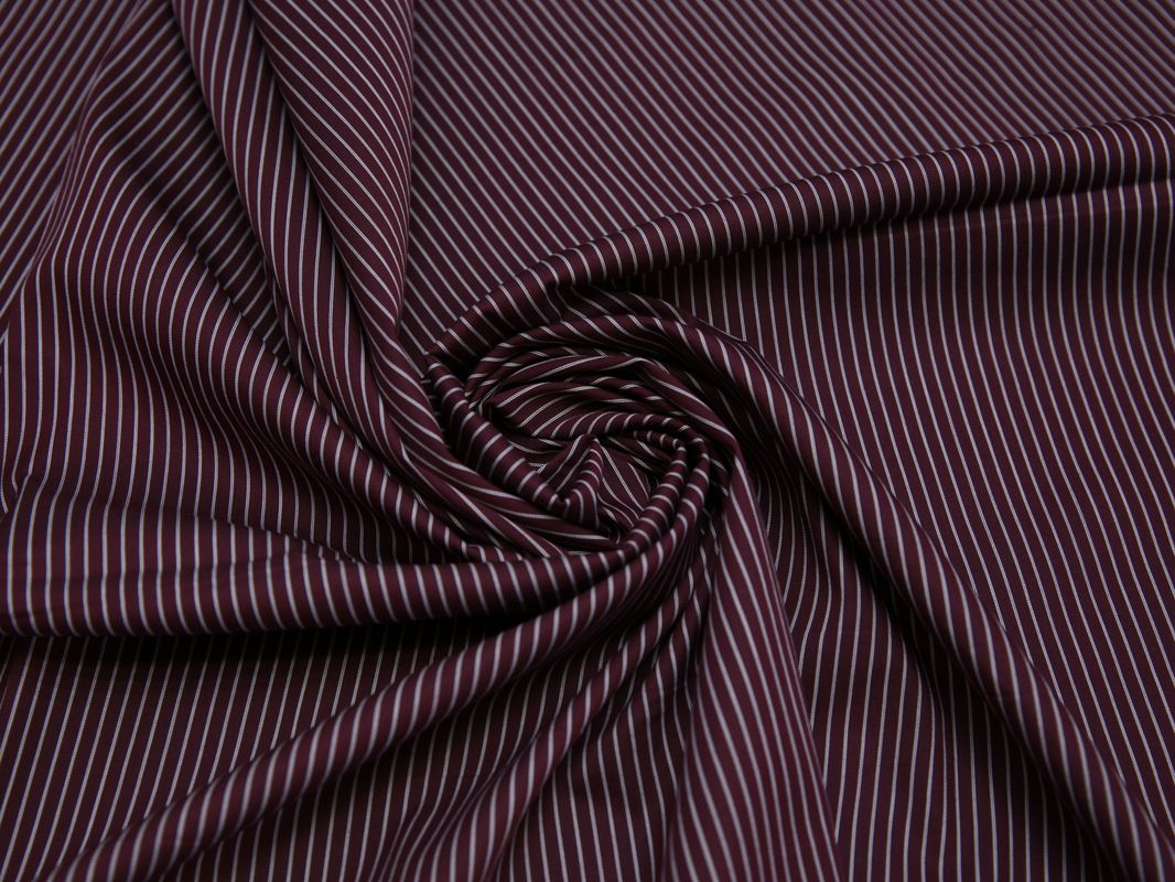 Рубашечная ткань бордовая в тонкую белую полоску - фото 4