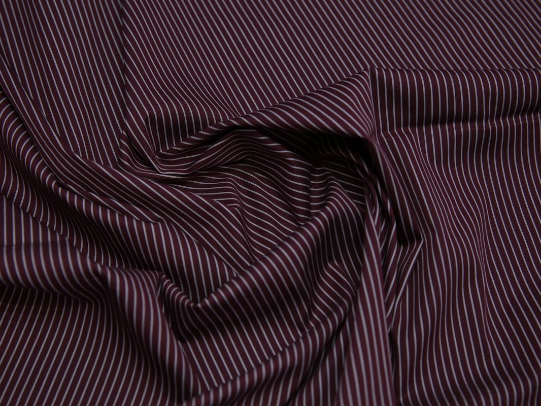Рубашечная ткань бордовая в тонкую белую полоску - фото 5