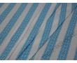 Трикотажная ткань белая в полоску с голубым орнаментом
