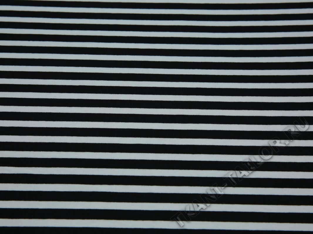 Трикотажная ткань в черно-белую полоску - фото 2