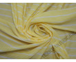 Трикотажная ткань желтая в белую полоску