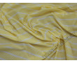 Трикотажная ткань желтая в белую полоску