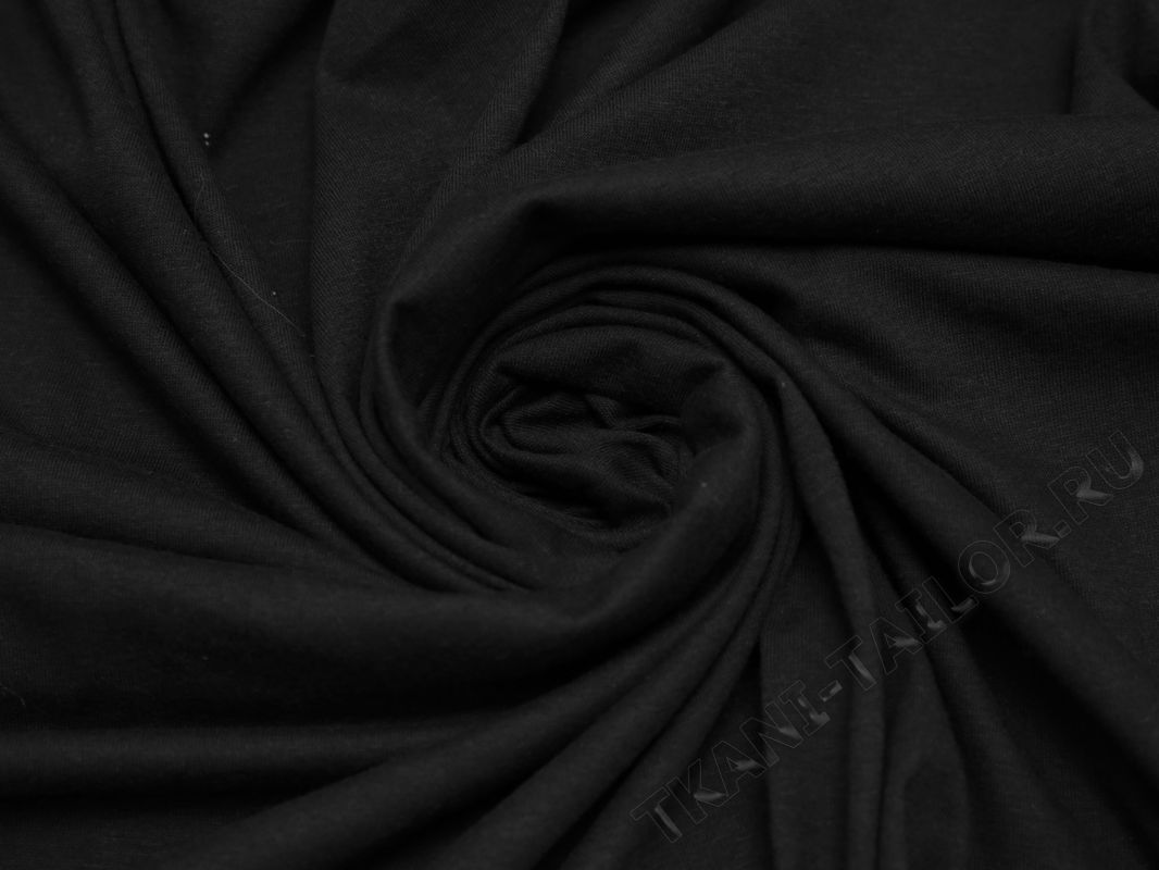 Трикотаж хлопковый черного цвета - фото 4