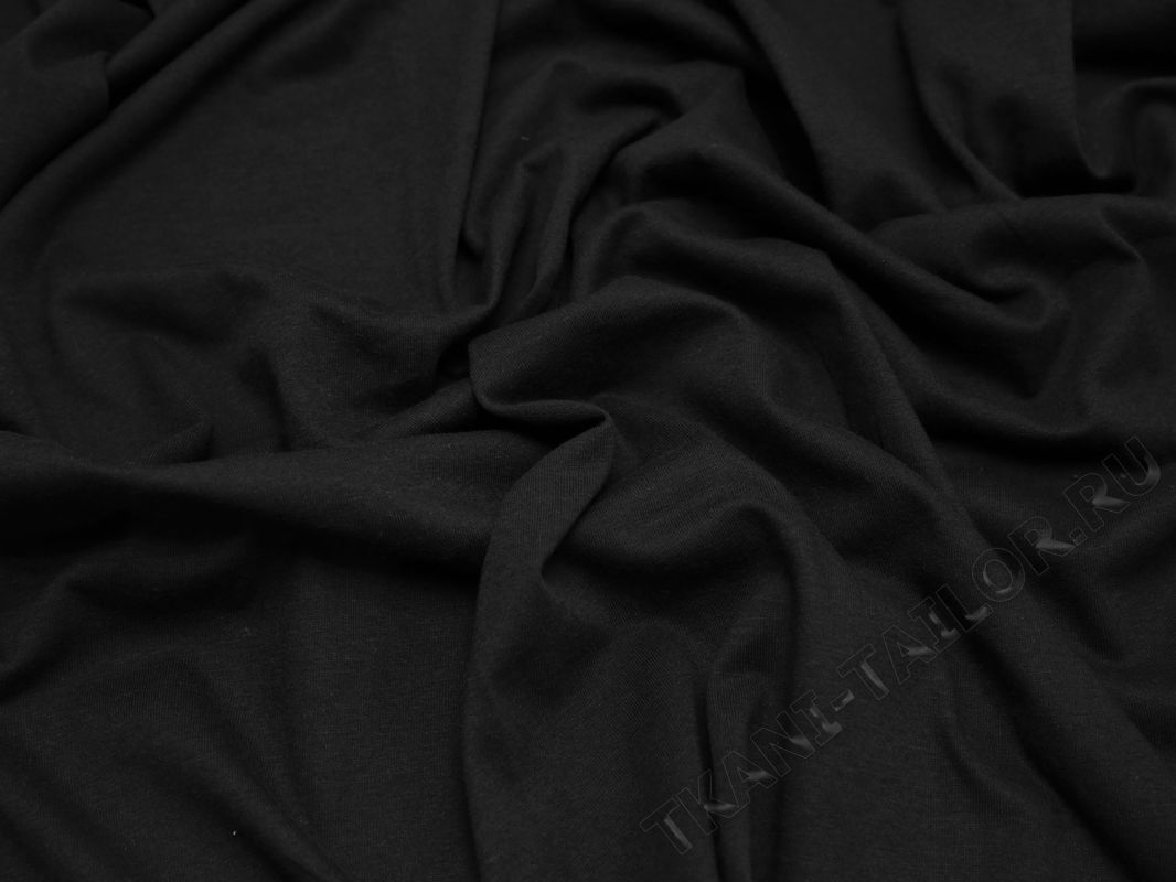 Трикотаж хлопковый черного цвета - фото 5