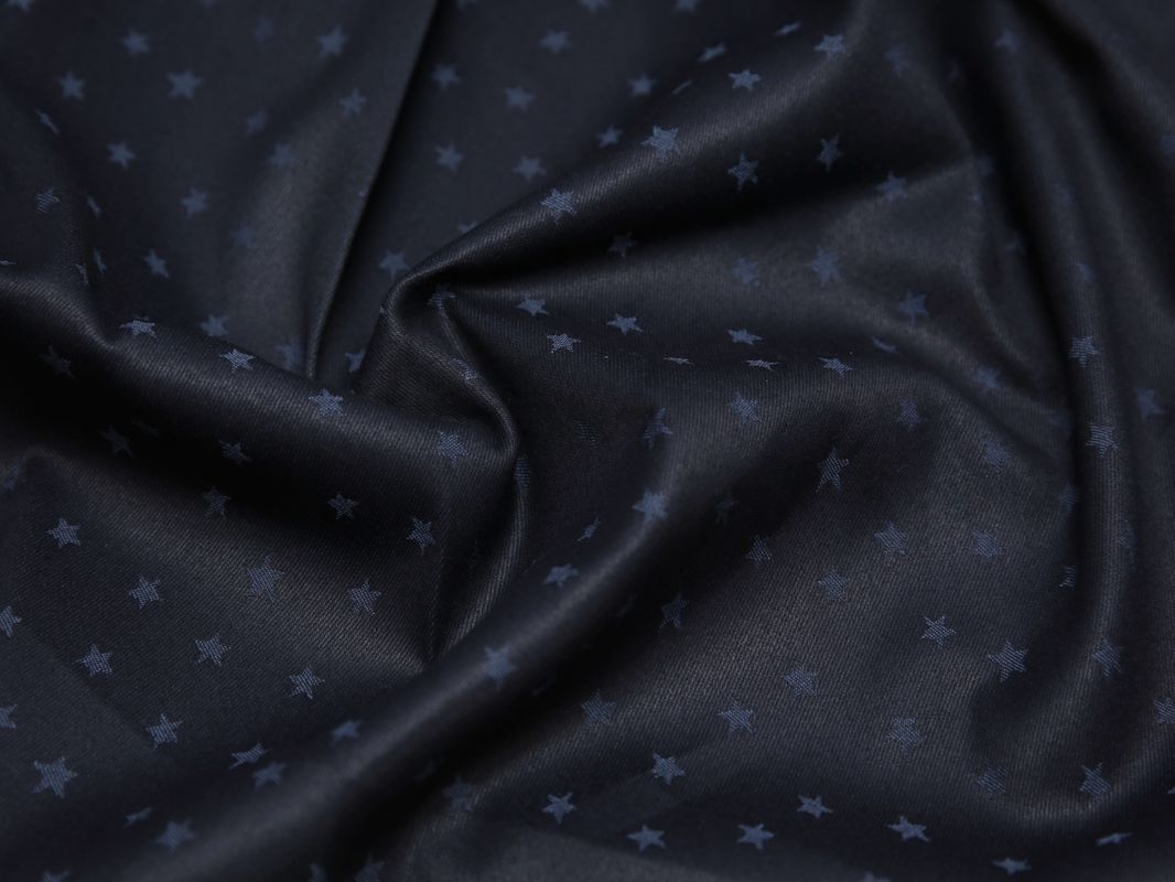 Джинсовая ткань черная принт звездочки - фото 5