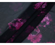 Шифон шелковый черный с розовыми цветами
