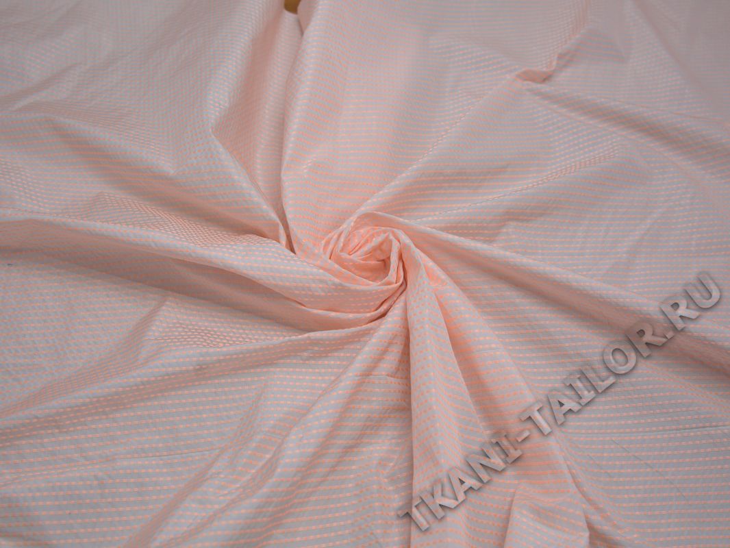 Плащевая ткань персиковая принт тонкая полоска - фото 4