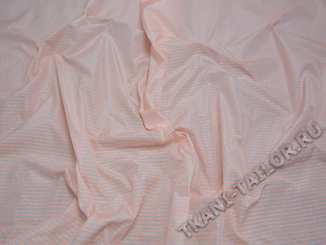 Плащевая ткань персиковая принт тонкая полоска - фото 5