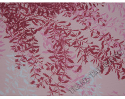 Сетка-стрейч розовая принт листья