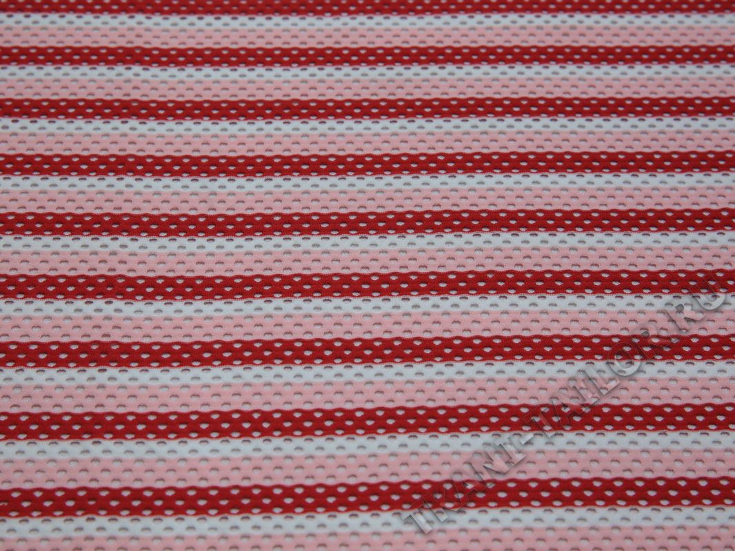 Сетка-стрейч красно-белые полосы - фото 2