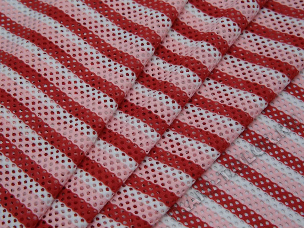 Сетка-стрейч красно-белые полосы - фото 3