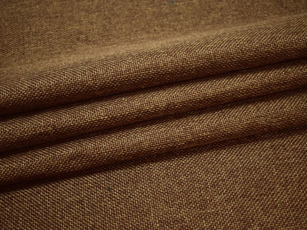 Рогожка мебельная мелкая коричневого цвета - фото 1