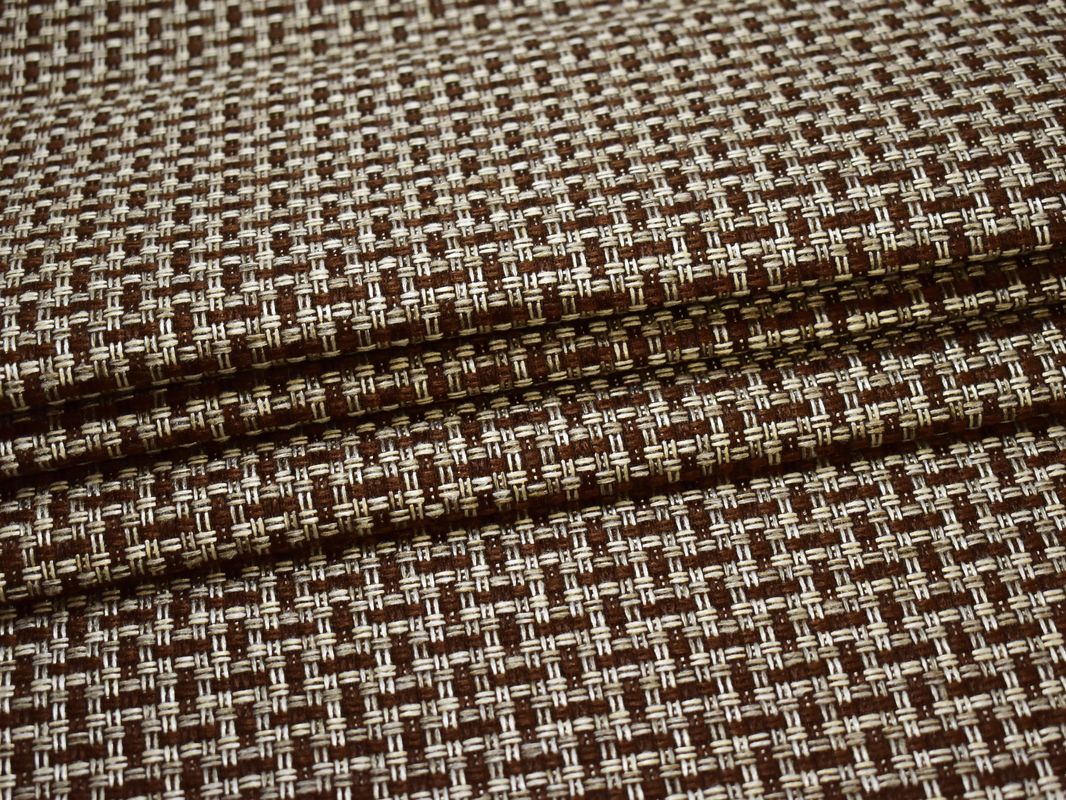 Рогожка мебельная крупная серо-коричневая - фото 3