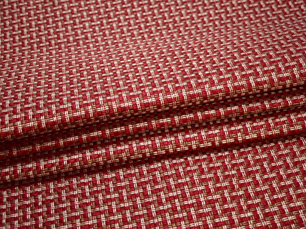 Рогожка мебельная крупная красно-белая - фото 3