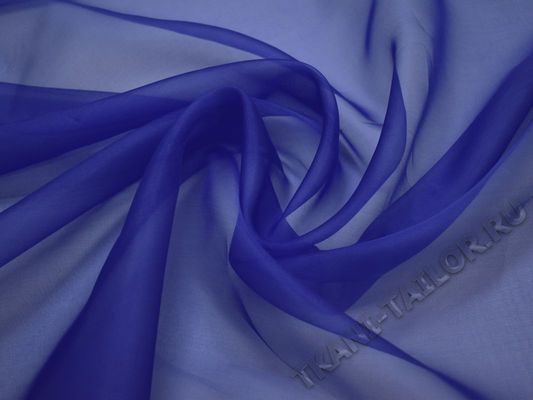 Шёлк-органза синяя - фото 4