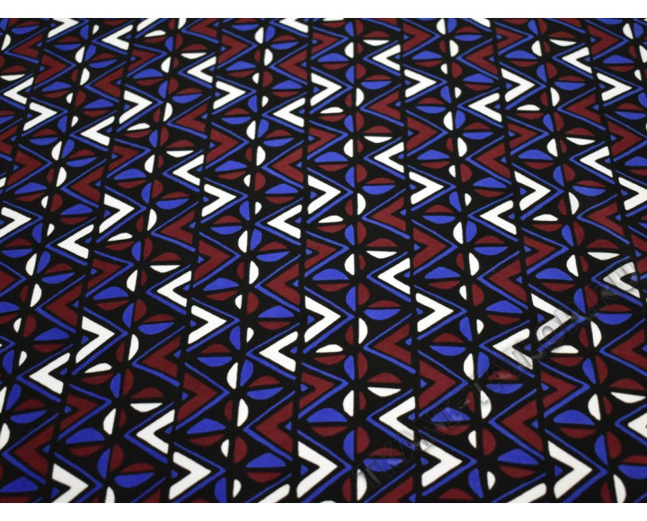 Шелк черно-синий геометрический принт
