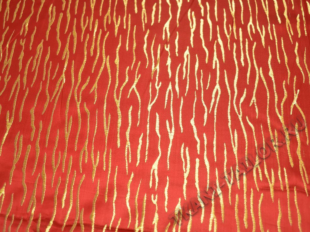 Китайский шелк красный с золотом - фото 1