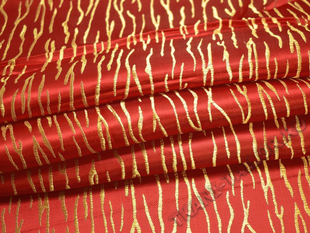 Китайский шелк красный с золотом - фото 3