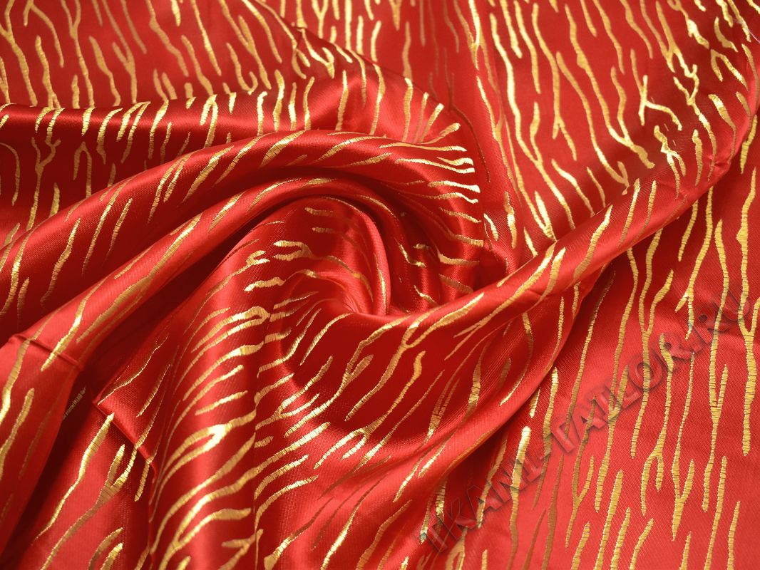 Китайский шелк красный с золотом - фото 4