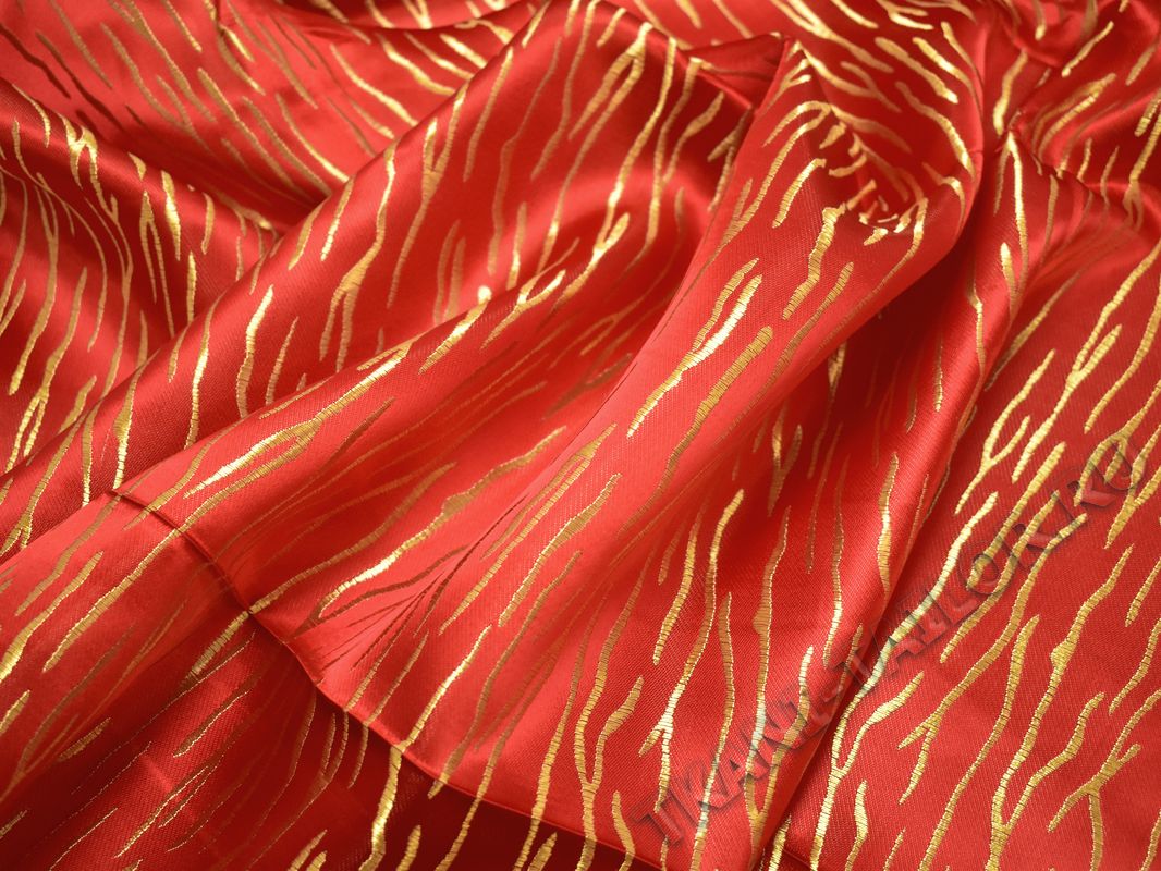 Китайский шелк красный с золотом - фото 5