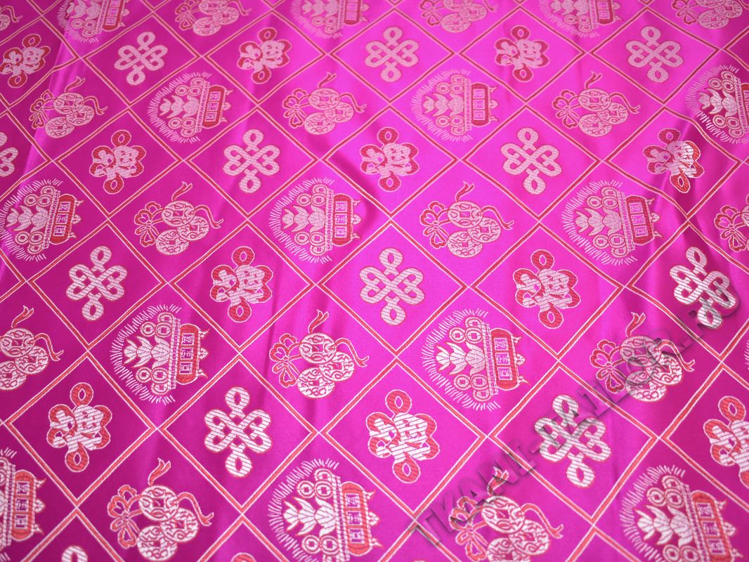 Китайский шелк розовый серебристый принт - фото 2