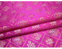 Китайский шелк розовый серебристый принт