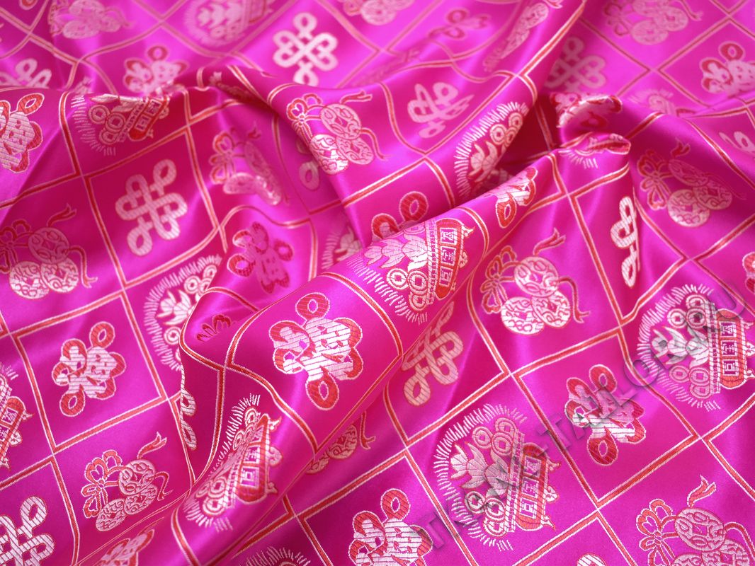 Китайский шелк розовый серебристый принт - фото 5