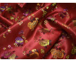 Китайский шелк бордовый цветочный принт
