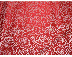 Китайский шелк красный принт розы