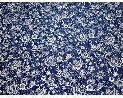 Китайский шелк синий с серебристыми цветами