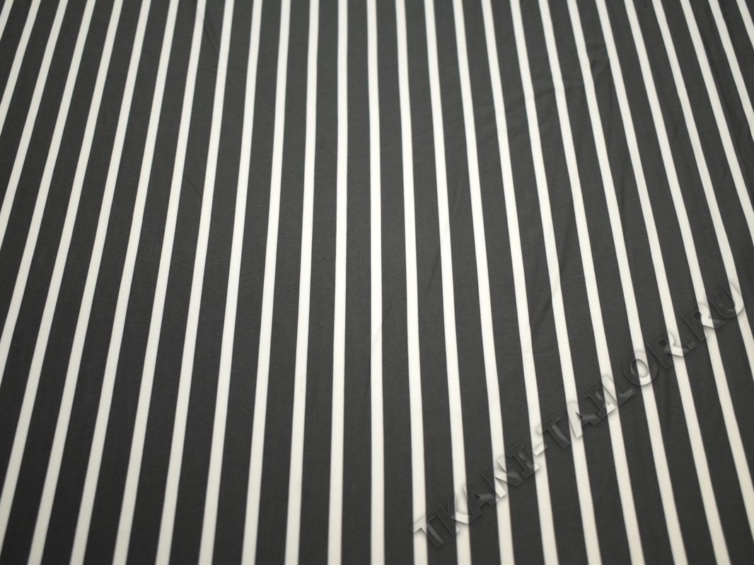 Трикотаж полиэстеровый серый в белую полоску - фото 2