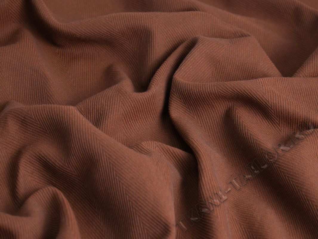 Костюмная ткань коричневая елочка - фото 3